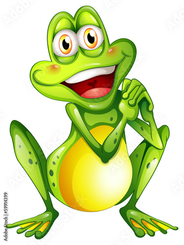 A cheerful green frog