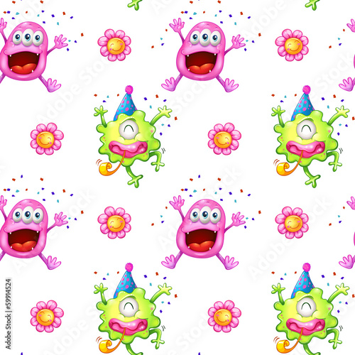A seamless design with monsters