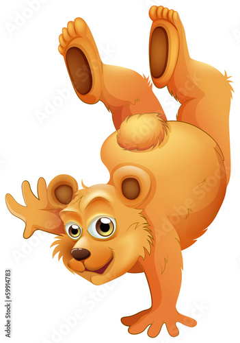 A playful brown bear