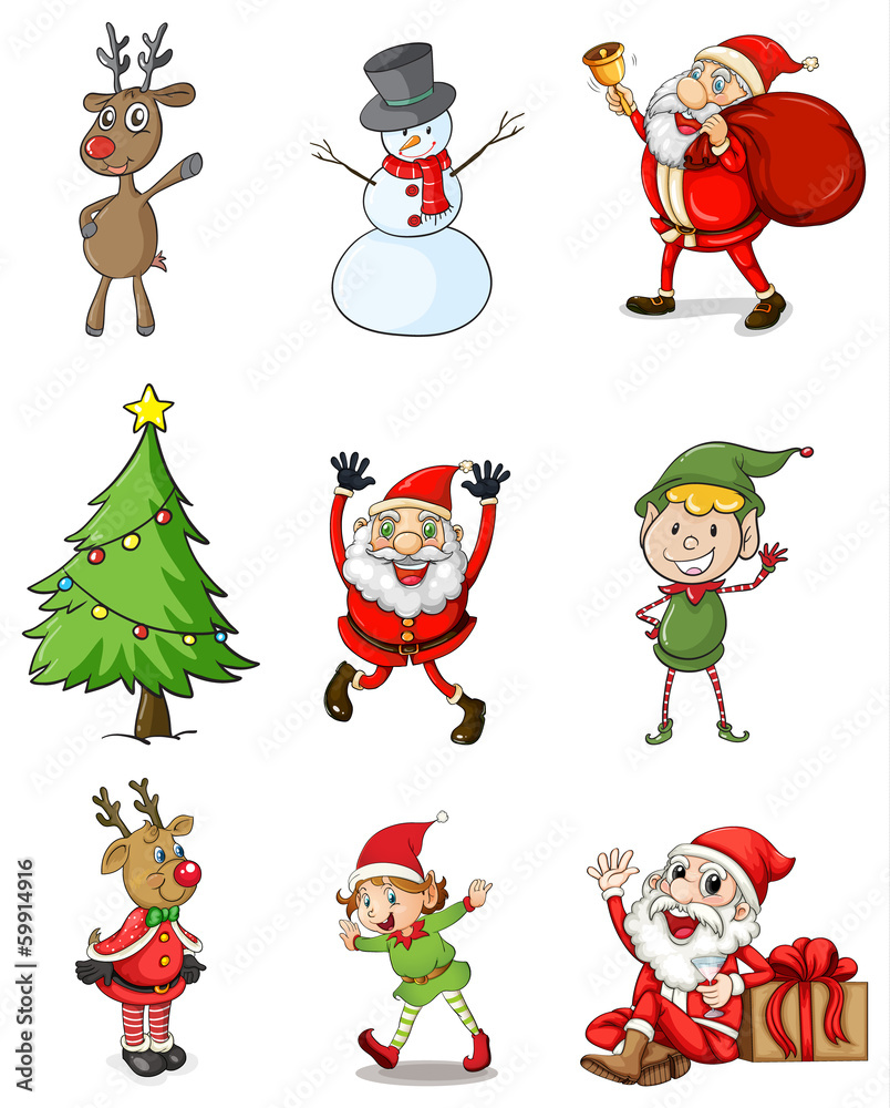 Fototapeta premium Nine christmas designs