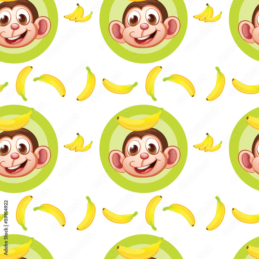Fototapeta premium A seamless design with monkeys and bananas