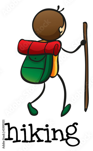A stickman hiking