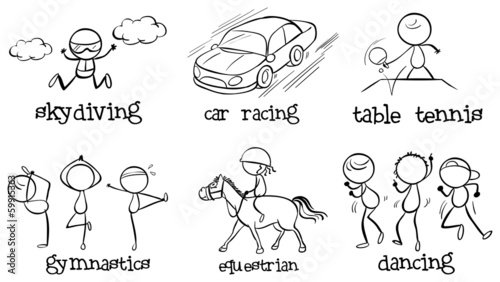 Set of indoor and outdoor activities