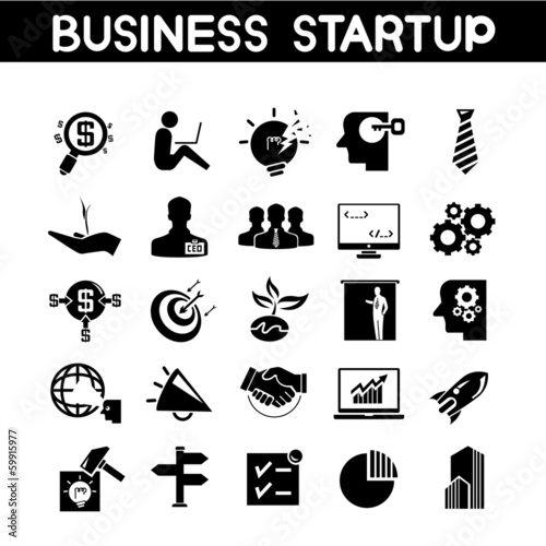 business startup icons, business growth icons