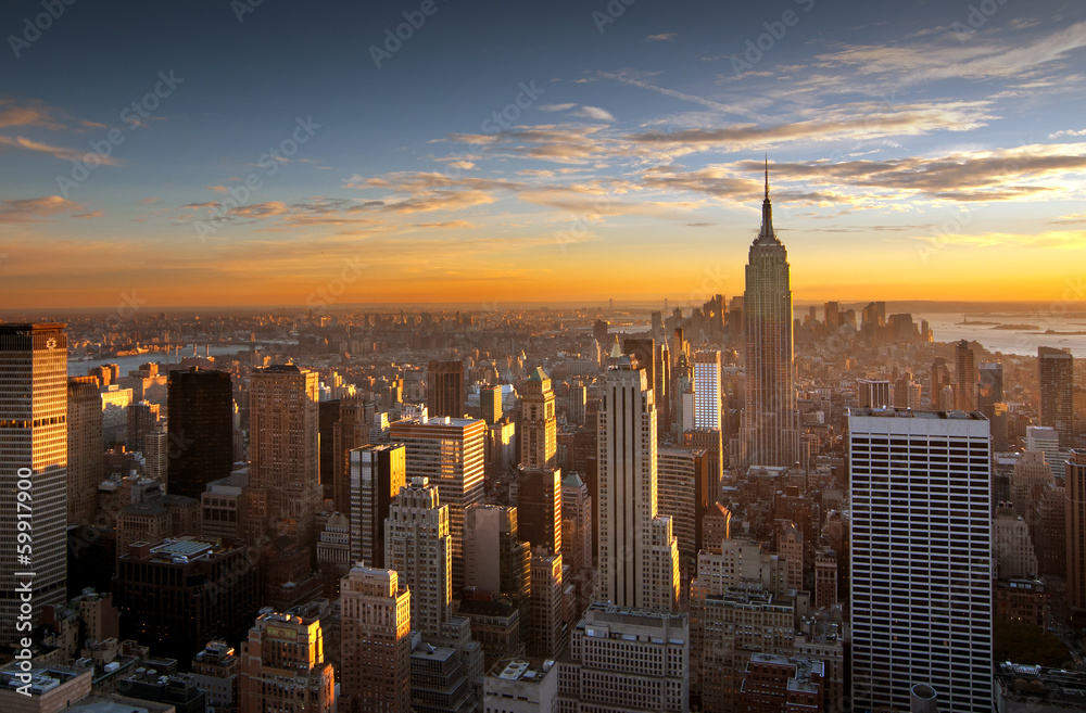 Fototapeta premium Sunset over new york city