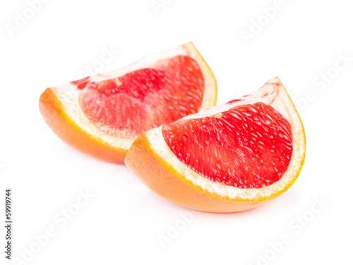 Two slices of juicy grapefruit