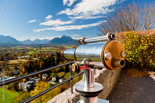 Alps view telescope in Salzburg, Austria