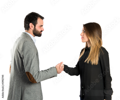 businessperson making a deal over isolated white background