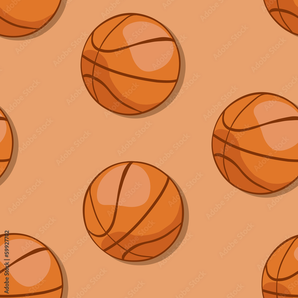 vector seamless pattern of basketball balls  on brown background