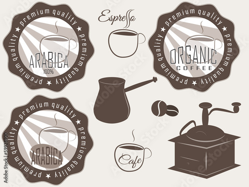 Coffee elements set. Vector.