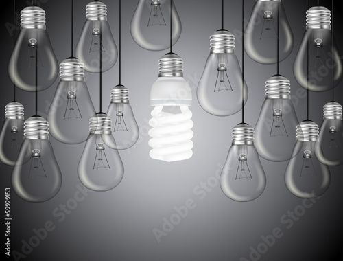 Idea concept with light bulbs in illustration vector