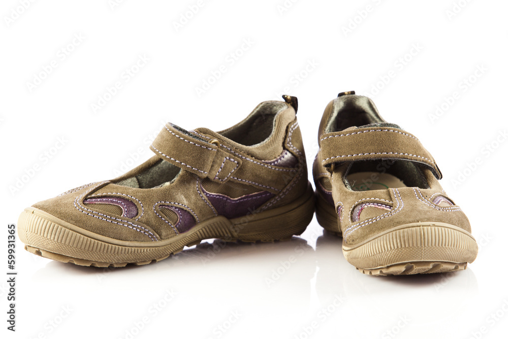 children shoes isolated on white background. children shoes isolated on white background.