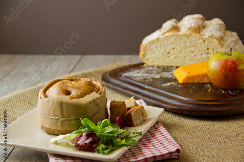 Melton Mowbray pork pie ploughman's lunch