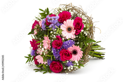 bouquet of colourful flowers isolated on white