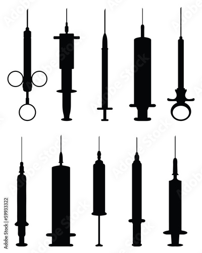 Black silhouettes of syringes, vector illustration