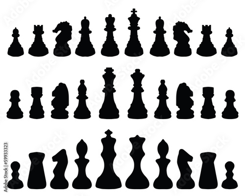 Black silhouette of chess pieces, vector