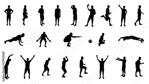 Set of Silhouettes of People Involved in Sports. Vector Illustra