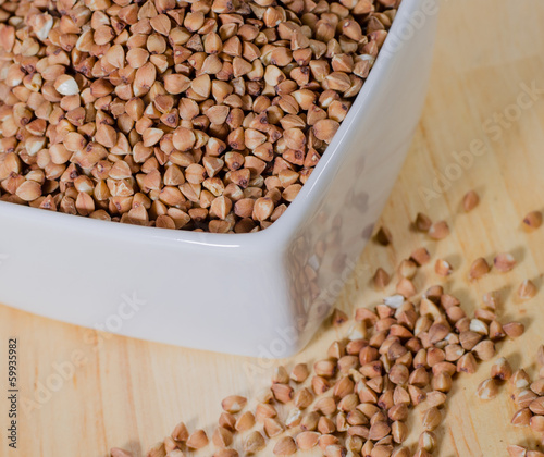 kasha buckwheat groats in a ceramic bowl