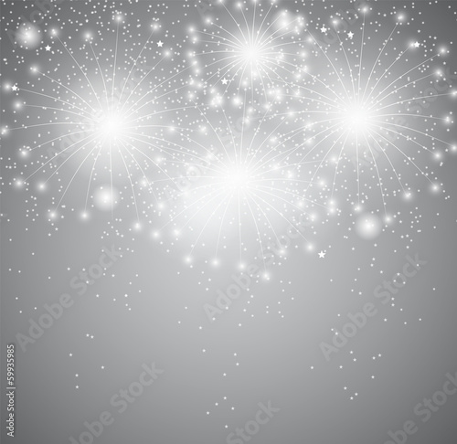 Glossy Fireworks Background Vector Illustration © olegganko