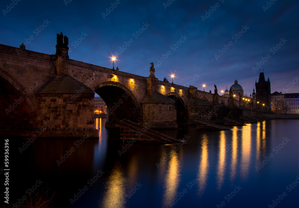 Charles Bridge in Prague in early morning