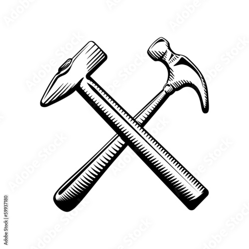 Valokuva Two crossed hammers symbol