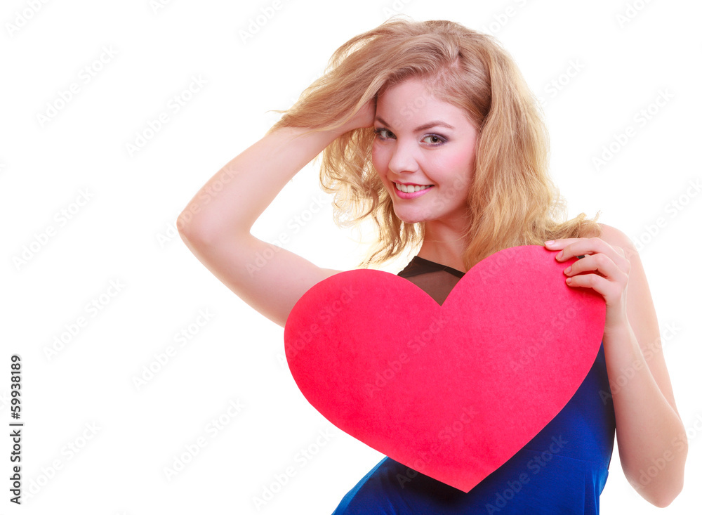 Red heart. Love symbol. Woman hold Valentine day symbol. Red heart. Love symbol. Woman hold Valentine day symbol.