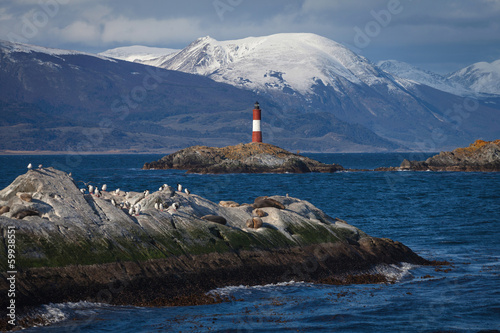 Lighthouse End of the world in the Beagle Channel, Ushuaia, Pata