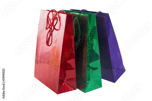 Beautiful colored gift bags on white background