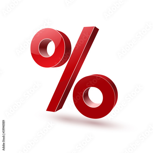 Symbol 3d percent red 3 glossy