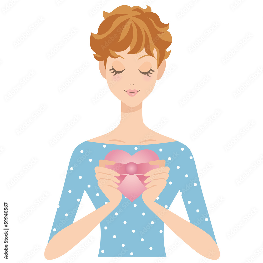 プレゼントボックスを持つ女性