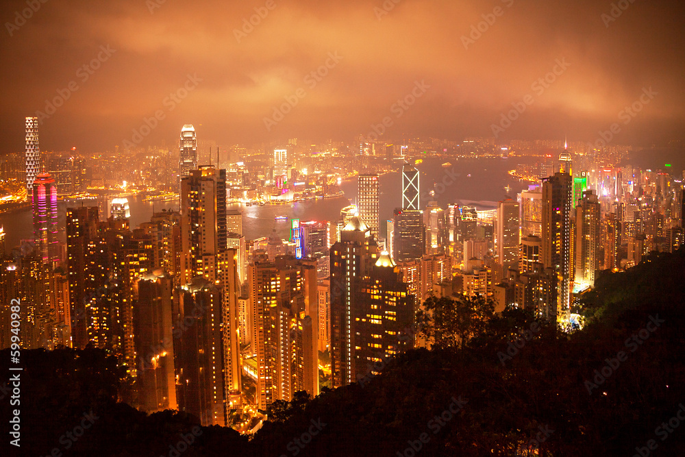 Hong Kong night view from Victoria peak.