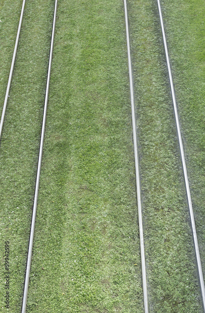 Rails on artificial grass