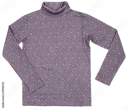 Gray polka-dot turtleneck. Isolated on a white