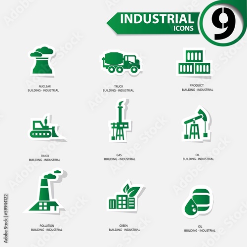 Industrial icons,Green version,vector