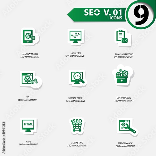 SEO icons set 1,Green version vector