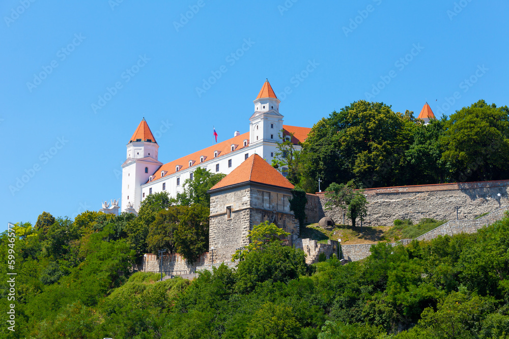 Bratislava, Slovakia, medieval castle against blue sky
