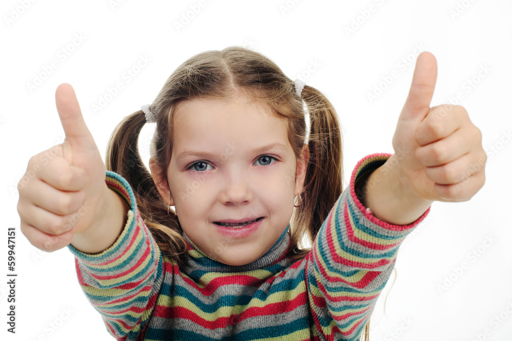 Portrait of a beautiful and confident girl showing thumbs up Portrait of a beautiful and confident girl showing thumbs up