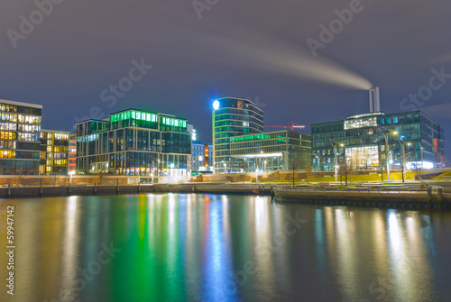 Hamburg Hafencity Grasbrookhafen des Nachts