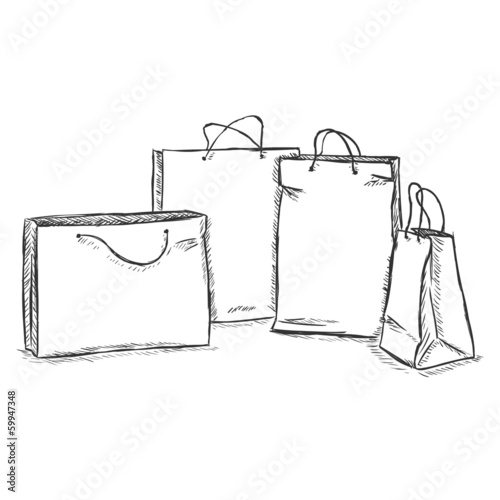 vector sketch illustration - four shopping bags