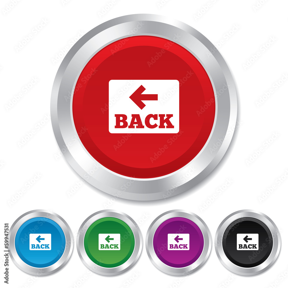 Arrow sign icon. Back button. Navigation symbol Arrow sign icon. Back button. Navigation symbol