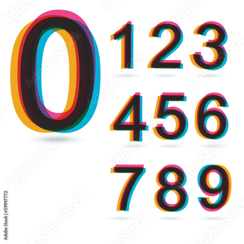 Colorful retro Numbers set.
