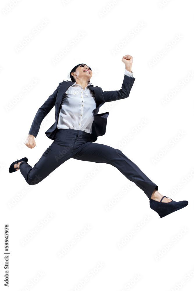 Young business woman running Young business woman running