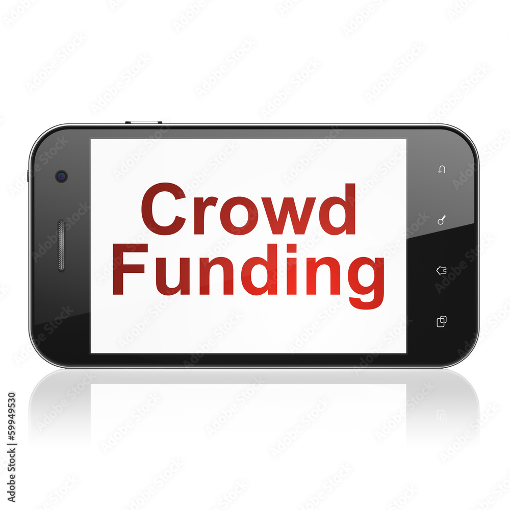 Finance concept: Crowd Funding on smartphone Finance concept: Crowd Funding on smartphone
