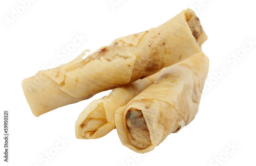 Spring rolls or popiah isolated on white