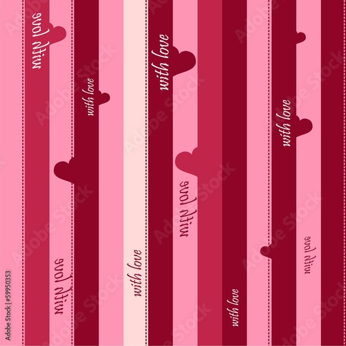 Striped seamless background with hearts