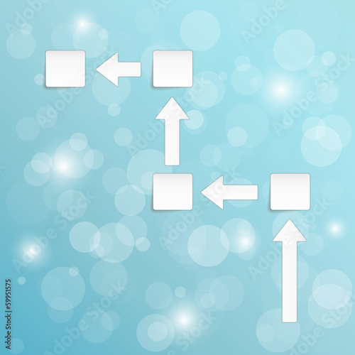 background with blank paper blocks and arrows