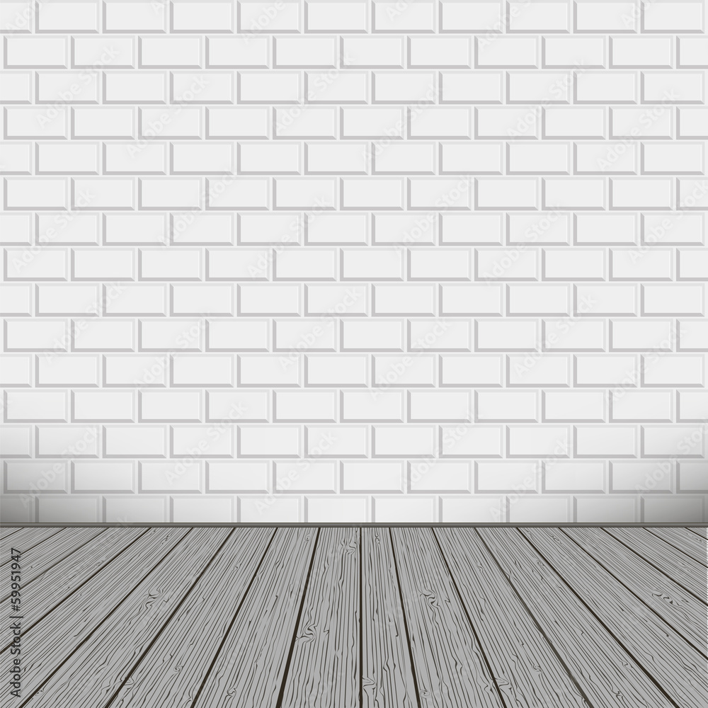 Bricks wall with wooden floor