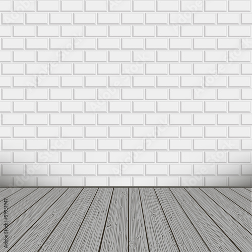 Bricks wall with wooden floor