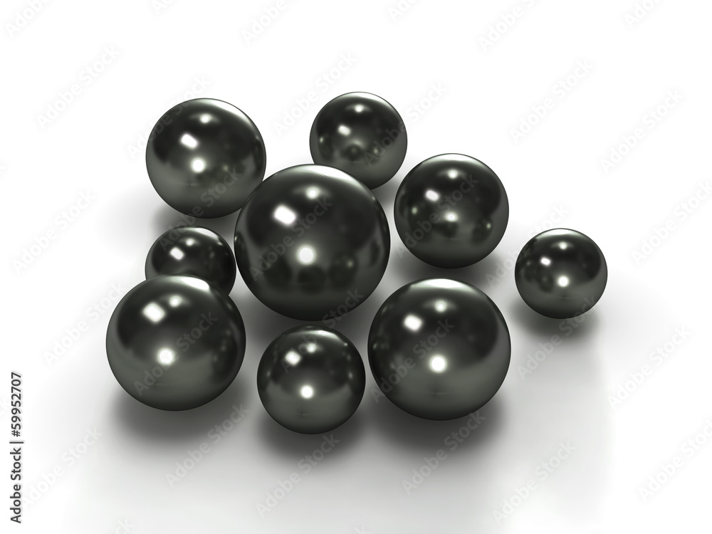 Black pearls with clipping path