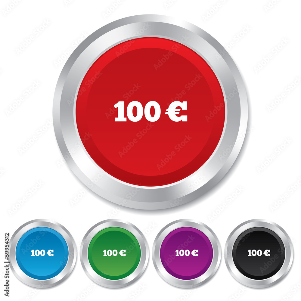100 Euro sign icon. EUR currency symbol. 100 Euro sign icon. EUR currency symbol.